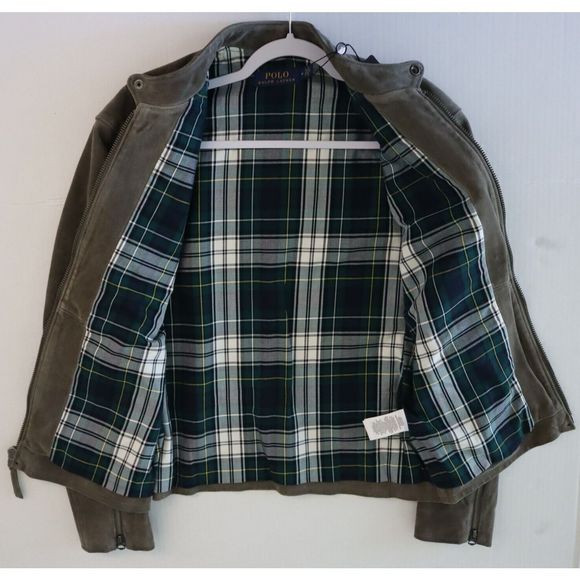 Polo Ralph Lauren 710777341001 Men's Sz M Gray Suede Café Racer Jacket $698 - Picture 10 of 14